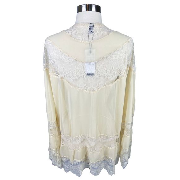 Zanzea Collection Cream Lace Open Front Cardigan/Kimono - Size Medium - Picture 5 of 6